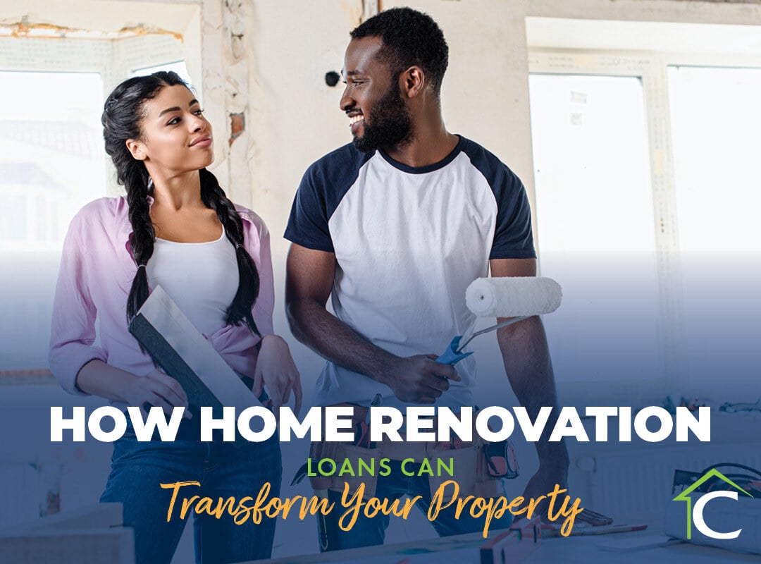 How Home Renovation Loans Can Transform Your Property text with image of couple renovating home